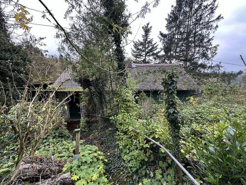 Hausansicht - Seltenes Garten-, Wald- und Freizeitgrundstück in Würzburg Oberdürrbach!
