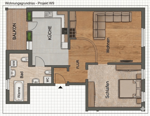 Gemini_Generated_Image_kyv9agkyv9agkyv9.png - Tolle 2 Zimmer- Dachgeschoss- Wohnung mit Balkon, offener Küche und Tageslichtbad