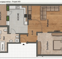 Tolle 2 Zimmer- Dachgeschoss- Wohnung mit Balkon, offener Küche und Tageslichtbad - Waldheim