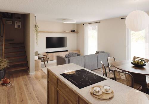 Doppelhaus-Aura-115-Wohn-Eß-Bereich m. Küche offen - 5 Zimmer Mehrfamilienhaus, Wohnhaus in Ingolstadt