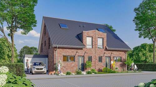 Langenfeld - Kiesweg 43 - Ansicht Eingangsseite - EInfamiliendoppelhaus in Langenfeld-Reusrath!