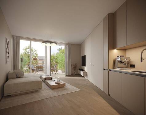 Wohnzimmer und Küche.jpg - Neu! Attraktives 3-Zimmer-Penthouse mit großer Terrasse und moderner Ausstattung sucht Käufer!