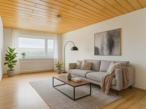 Wohnzimmer Staging - Traumhafte Feldrandlage in Obersulm - Stilvolle Wohnung mit einzigartigem Ausblick (Variante)