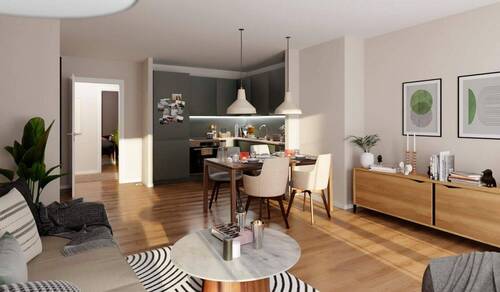 Die offene Küche lädt zum gemeinsamen Kochen ein - 4 Zimmer Etagenwohnung in Berlin