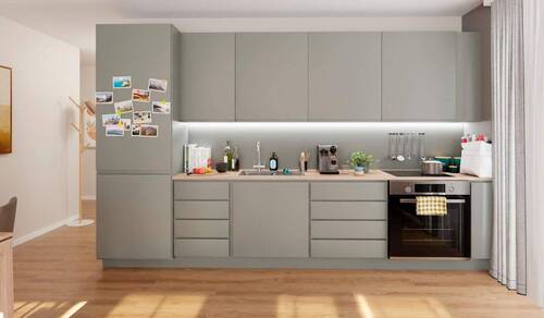 Die offene Wohnküche lädt zu gemeinsamen Mahlzeiten ein - 