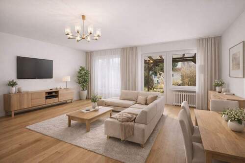 Wohnzimmer l Visualisierung - 5 Zimmer Reihenmittelhaus zum Kaufen in Hattersheim am Main