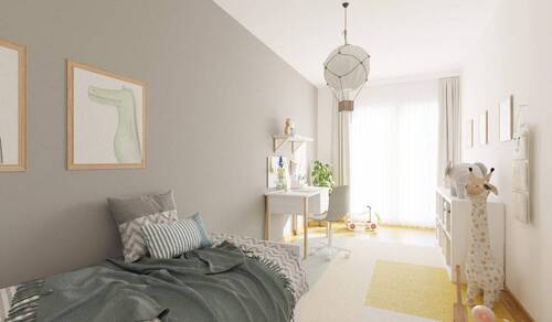 Ein hell erleuchtetes Kinderzimmer zum Spielen und - 