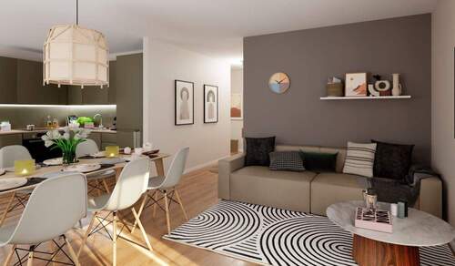 Gemütliches Wohnzimmer - Familienwohnung mit zwei Dachterrassen und Gäste-WC