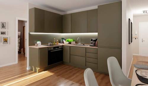 Offene Küche mit integriertem Wohnbereich. - 3 Zimmer Etagenwohnung zum Kaufen in Hasloh