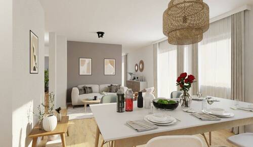 Visualisierung des Wohnzimmers der Eigentumswohnun - Geräumige Wohnung mit zwei Bädern