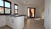 Ebene I: Wohn-/Essbereich mit integrierter Küche - 2 Zimmer Etagenwohnung in Schwäbisch Gmünd