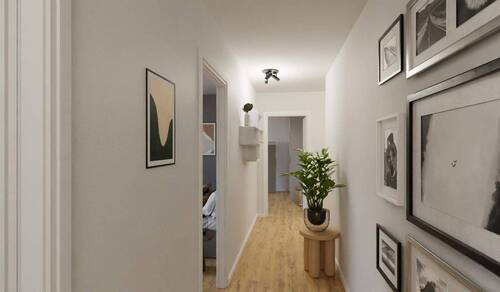 Ein breiter Flur ermöglicht die Platzierung von Pflanzen und Deko - 3 Zimmer Etagenwohnung in Göhren