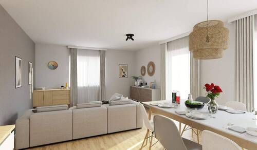 Im hell erleuchteten Wohn- und Essbereich kommt die gesamte Familie zusammen - Etagenwohnung mit 102,70 m&sup2; in Göhren zum Kaufen