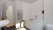 Ein modernes Badezimmer, inklusive Badewanne - 