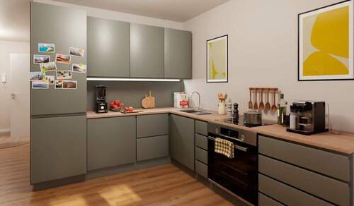 Die offene Wohnküche lädt zu gemeinsamen Mahlzeite - 