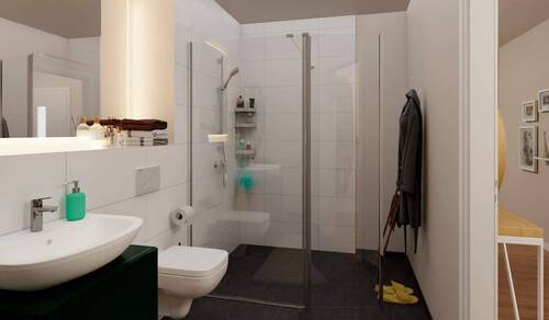 Eine bodengleiche Dusche gestaltet die Morgenrouti - 