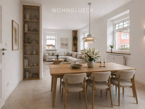 Wohnzimmer Einrichtungsbeispiel - BESONDERE IMMOBILIE: 2 EINHEITEN - 4-ZI.-WOHNUNG MIT GARTEN & EINHEIT IM SOUTERRAIN (78 M²)