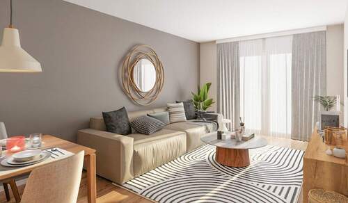 Offenes Wohnzimmer - 4-Zi.-Wohnung, Südloggia, zwei Bäder - barrierefrei