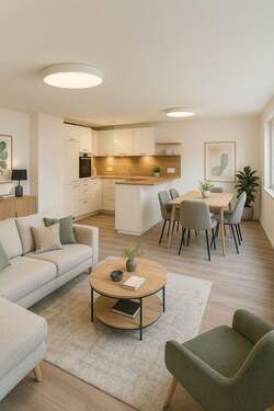 Wohnen/Essen - Kernsanierte Wohnung in Dorfmitte mit hochwertigem Ausbaustandard, neuer Küche und Terrasse