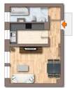 1-Raum-Wohnung Grundriss - 