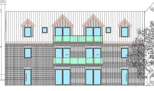 Ansicht Straße - Moderne Neubauwohnung mit großem Balkon