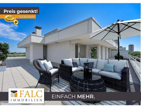 Terrasse Süd-West - Sonniges Penthouse in Solln - Stilvolle 3-Zimmer-Wohnung mit Ausbauoption zum 4-Zimmer-Paradies