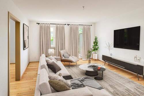 Wohnzimmer - Einrichtungsidee - Helle 4-Zimmer-Erdgeschosswohnung mit privatem Garten in ruhiger Lage