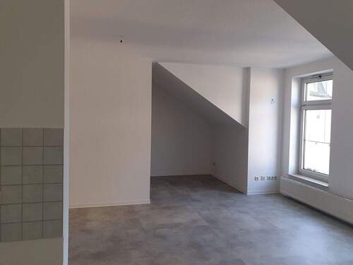 Blick von Küche in das Wohnzimmer mit angrenzenden Schlafraum - 1 Zimmer Etagenwohnung zur Miete in Oelsnitz