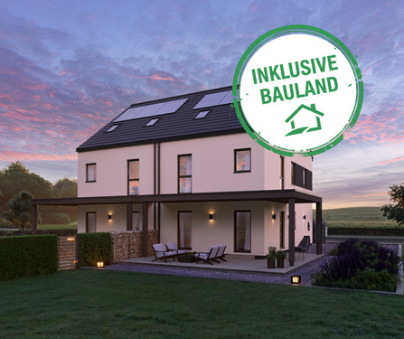 Inklusive Bauland - Neubau. Moderne Doppelhaushälfte mit Traumgrundstück.