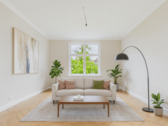 Wohnzimmer (KI Staging) - Berliner Altbau in seiner schönsten Form - stilvoll neu interpretiert