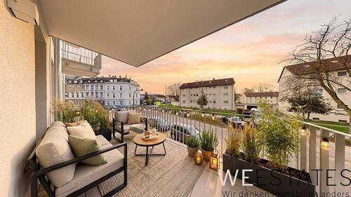 Balkon - Möblierungsbeispiel - 2 Zimmer Etagenwohnung in Düsseldorf