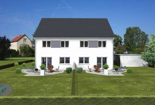 Garten Front 1.jpg - Doppelhaushälften Neubau in Berg bei Neumarkt in zentraler Ortslage.