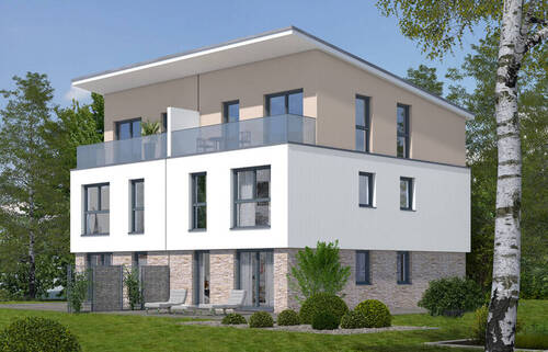 Doppelhaus-Beispiel - Angenehmes Wohnen in Fürth-Dambach. Neubauprojekt zwei Doppelhaus-Domizile in Hybridbauweise. Beratungstermin vereinbaren.