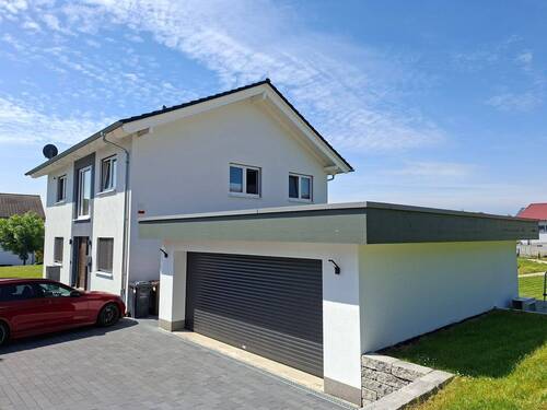 1 - Ansicht.jpg - EFH ( KfW 40 + ) mit Doppelgarage und Halle auf großem sonnigem Grundstück