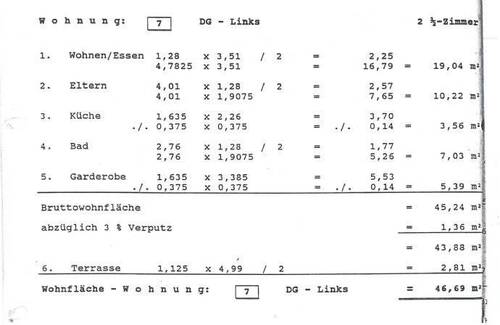 Wohnflächenbrechnung - 