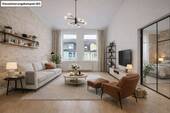 Wohnzimmer - Stilvolle 2-Zimmer-Altbauwohnung mit hohen Decken, großer Wohnküche & Balkon