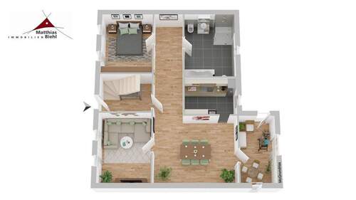 Der Schnitt - 3 Zimmer Etagenwohnung zur Miete in Riegelsberg