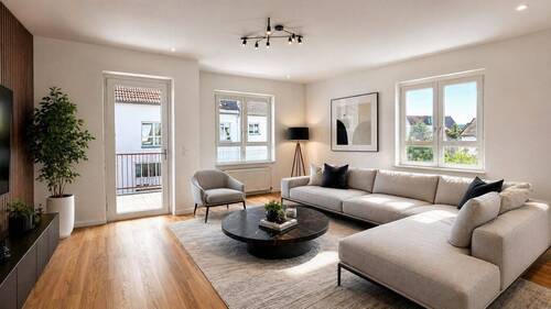 Wohnzimmer Möblierungsvorschlag 2 - Etagenwohnung mit 75,00 m&sup2; in Bad Schönborn / Bad Langenbrücken zum Kaufen