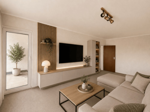 Freundlicher Wohn- & Essbereich eingerichtet - Terrassenwohnung in Dietersheim zum Kaufen