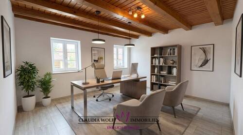 So könnte Ihr neuer Arbeitsplatz zuhause aussehen - *** WOHNEN UND ARBEITEN UNTER EINEM DACH - Fachwerkhaus mit Praxis-oder Büropotenzial in Larrieden ***