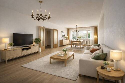 Wohnzimmer illustriert - Reihenendhaus mit 114,00 m&sup2; in Duisburg / Walsum zum Kaufen