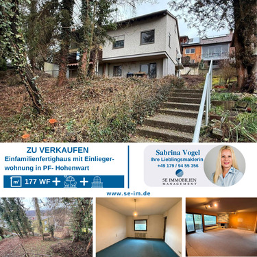 Titelbild - Sanierungsbedürftiges Fertighaus mit Einliegerwohnung, Sauna & Doppelgarage in Hanglage zu verkaufen