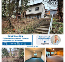 Sanierungsbedürftiges Fertighaus mit Einliegerwohnung, Sauna & Doppelgarage in Hanglage zu verkaufen - Pforzheim Eutingen