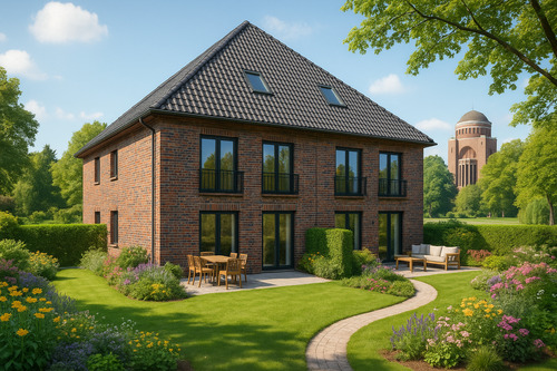 Ansicht Beispiel - Neubau in Winterhude . Großes Premium - Stadthaus (A+) direkt am Stadtpark