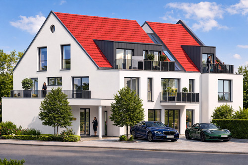 Musteransicht Hauptstraße Straßenseite - Kurzfristige Gelegenheit- geräumige Dachgeschosswohnung im Herzen von Röhlingen inkl. EBK und TG