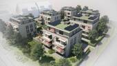 Perspektive Bauschild 35-36 Hintergrund kräftiger - 'green living' im modernen Neubau - 3 Raumwohnung sucht SIE als neuen Mieter!
