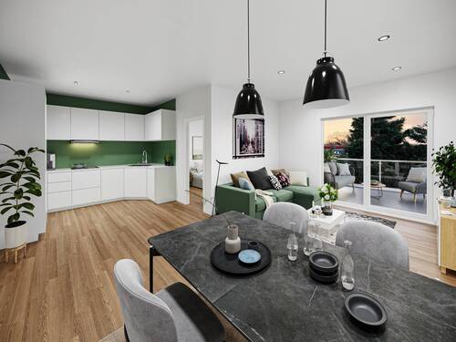 unverbindliche Visualisierung - Neubauwohnung mit Balkon und Grünblick