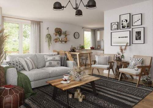 Wohnzimmer - 4 Zimmer Bungalow in Hohen Viecheln