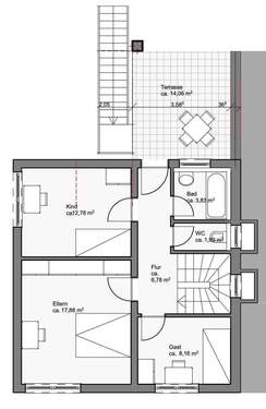 Erdgeschoss mit Zugang zur Terrasse und Garten - 