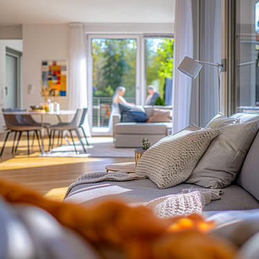 Sonnengenuss durch bodentiefe Fenster - 